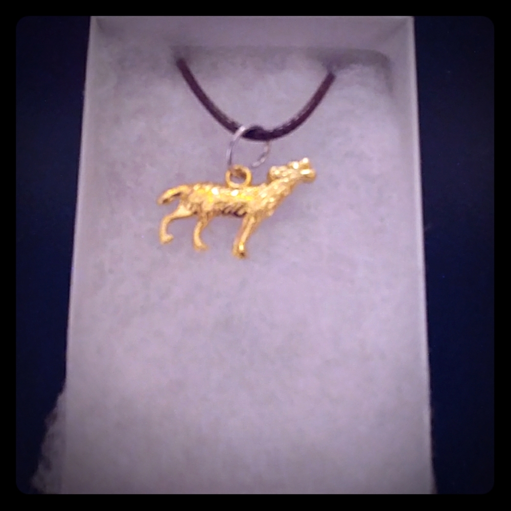 Gold Howling Wolf Necklace